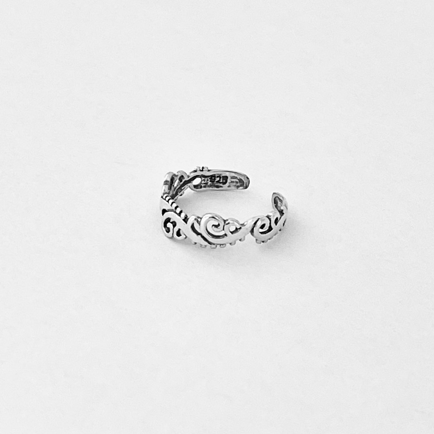 925 Sterling Silver Dainty Swirl Band Toe Ring | Swirly Midi Pinky Silver Rings
