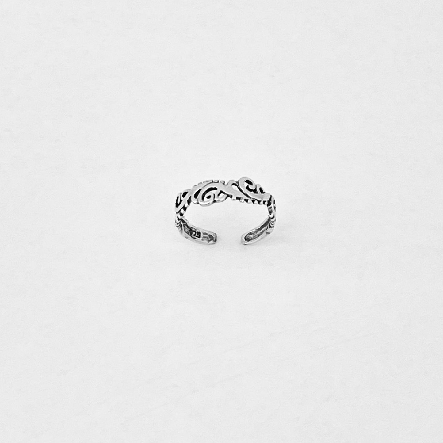 925 Sterling Silver Dainty Swirl Band Toe Ring | Swirly Midi Pinky Silver Rings