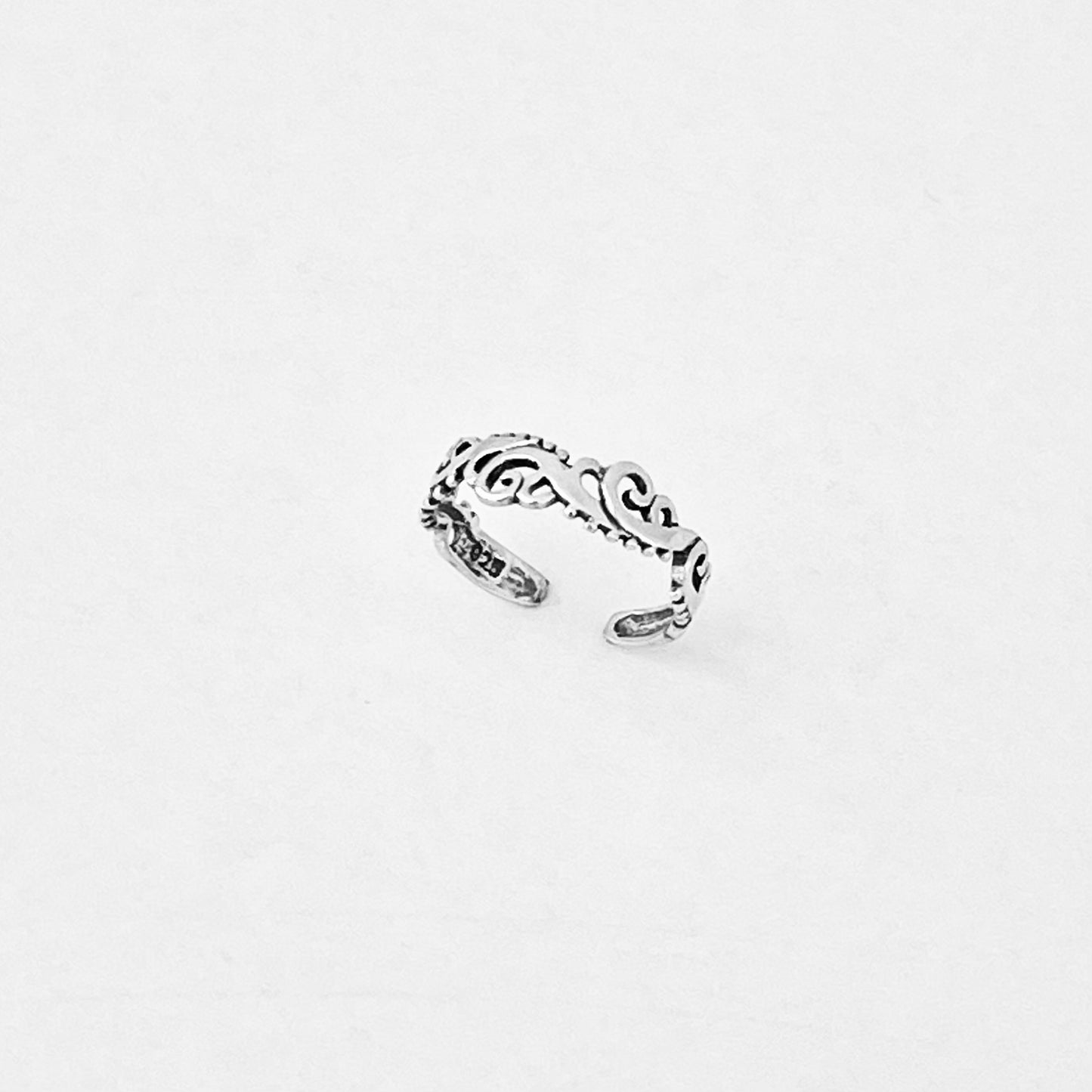 925 Sterling Silver Dainty Swirl Band Toe Ring | Swirly Midi Pinky Silver Rings