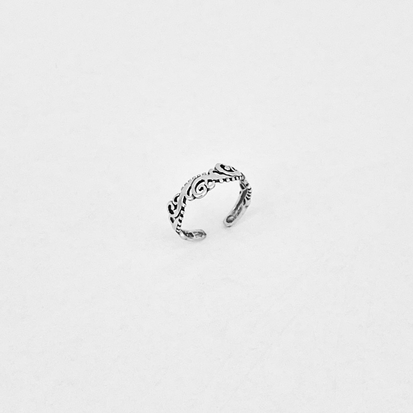 925 Sterling Silver Dainty Swirl Band Toe Ring | Swirly Midi Pinky Silver Rings