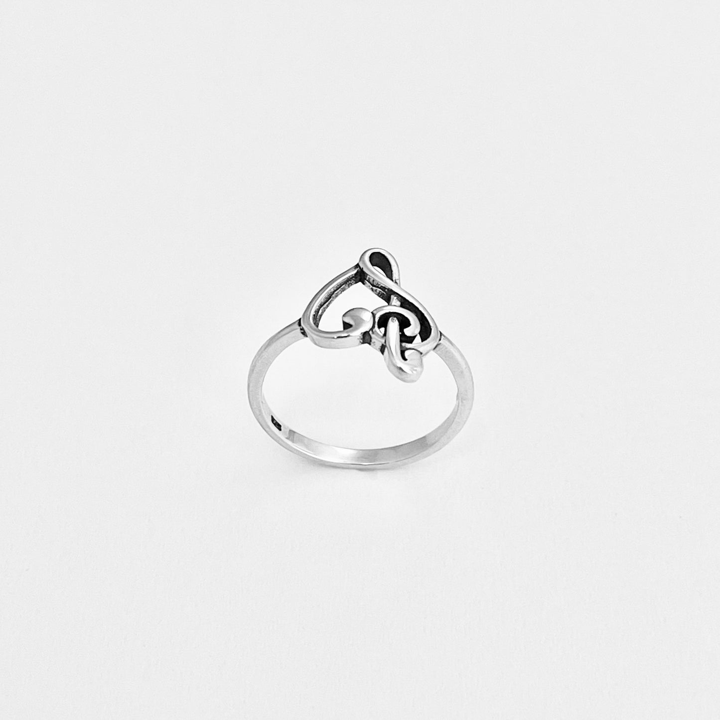 Sterling Silver Love Note Heart Ring, Musical Notes, Clef Rings, Music Jewelry
