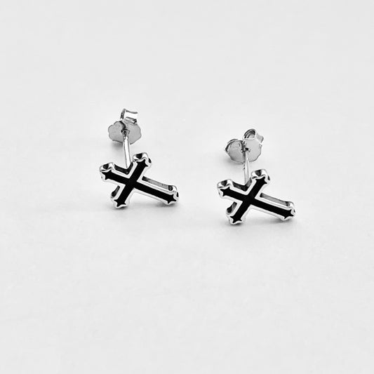 Sterling Silver Unisex Cross Earring, Protection, Stud Earrings, God