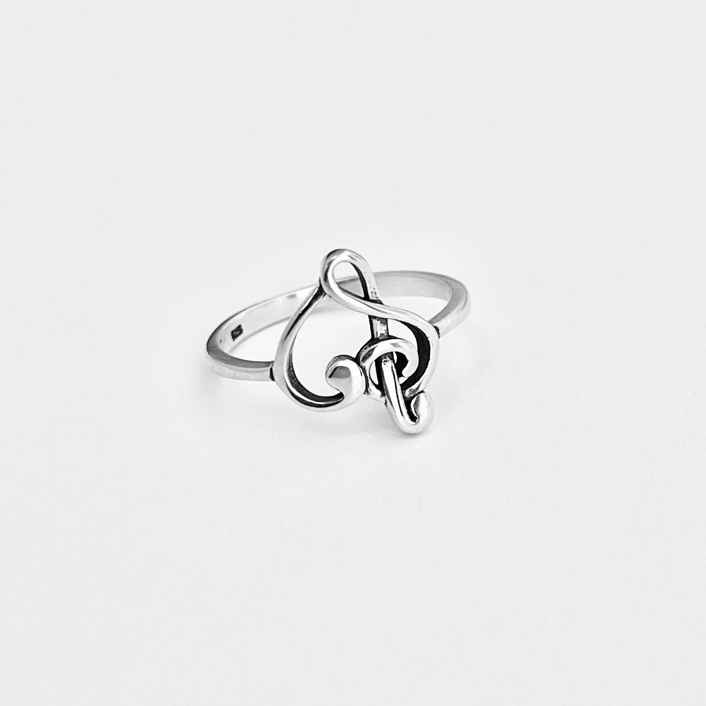 Sterling Silver Love Note Heart Ring, Musical Notes, Clef Rings, Music Jewelry