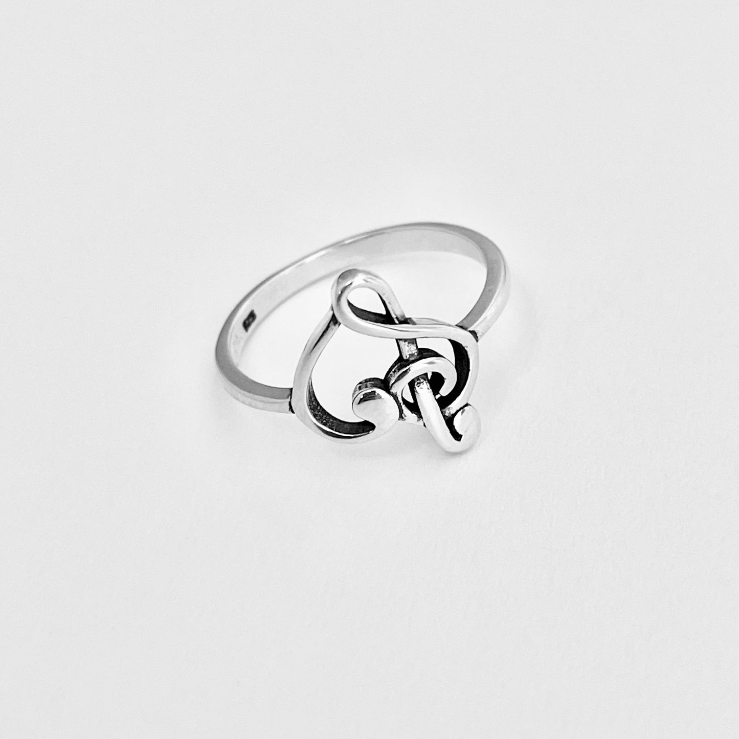Sterling Silver Love Note Heart Ring, Musical Notes, Clef Rings, Music Jewelry