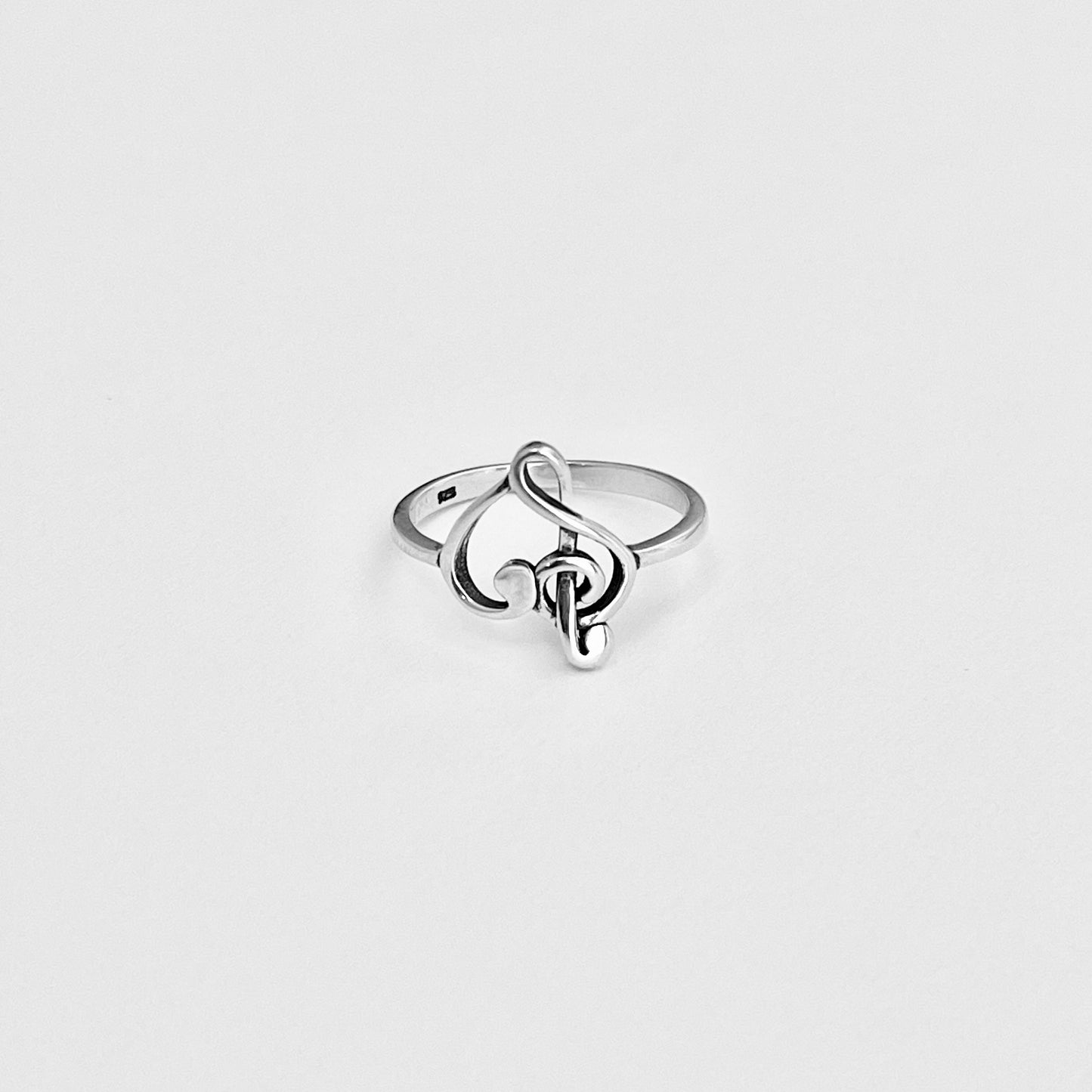 Sterling Silver Love Note Heart Ring, Musical Notes, Clef Rings, Music Jewelry