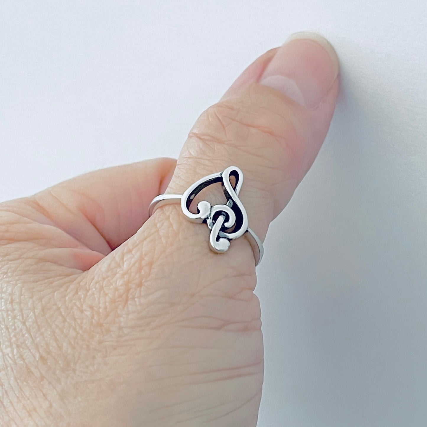 Sterling Silver Love Note Heart Ring, Musical Notes, Clef Rings, Music Jewelry