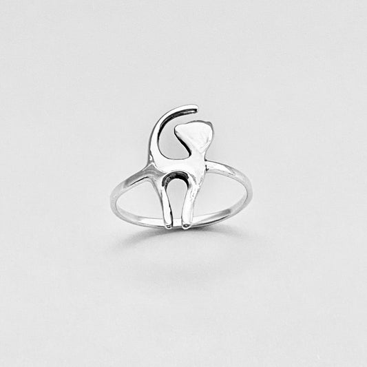 925 Sterling Silver Delicate Posing Cat Ring | Dainty Thin Pet Kitty Cats Animal Silver Rings