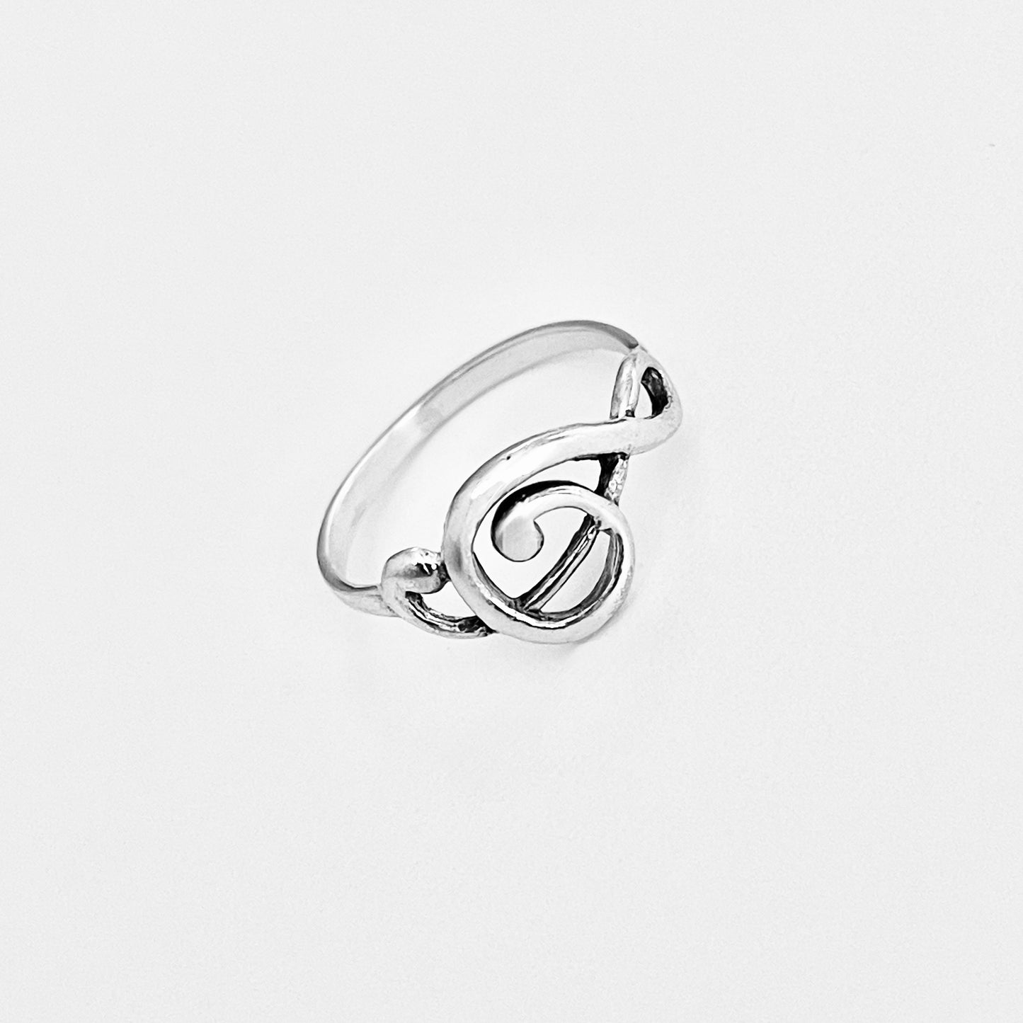 925 Sterling Silver Sideways Treble Clef Note Ring | Music Lover Musician Silver Rings