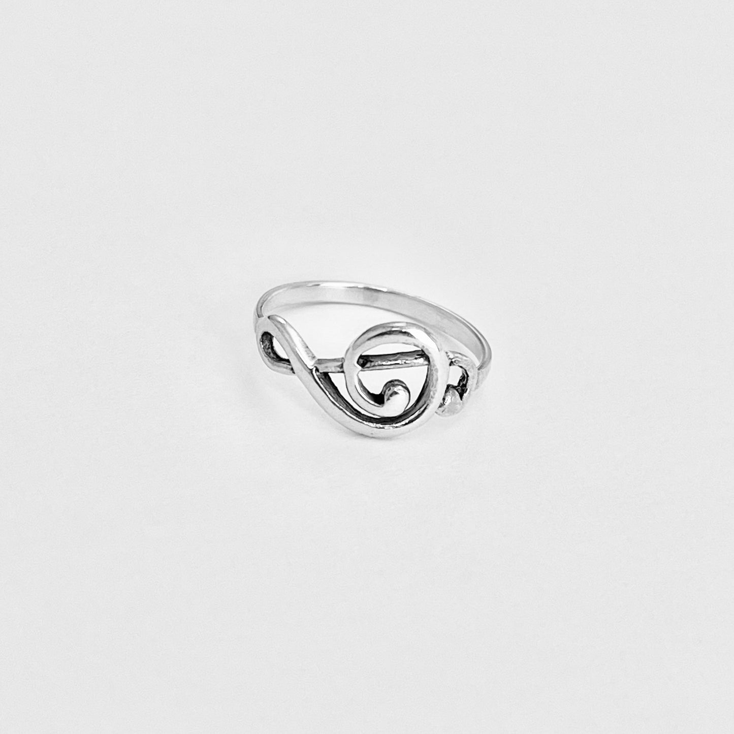 925 Sterling Silver Sideways Treble Clef Note Ring | Music Lover Musician Silver Rings