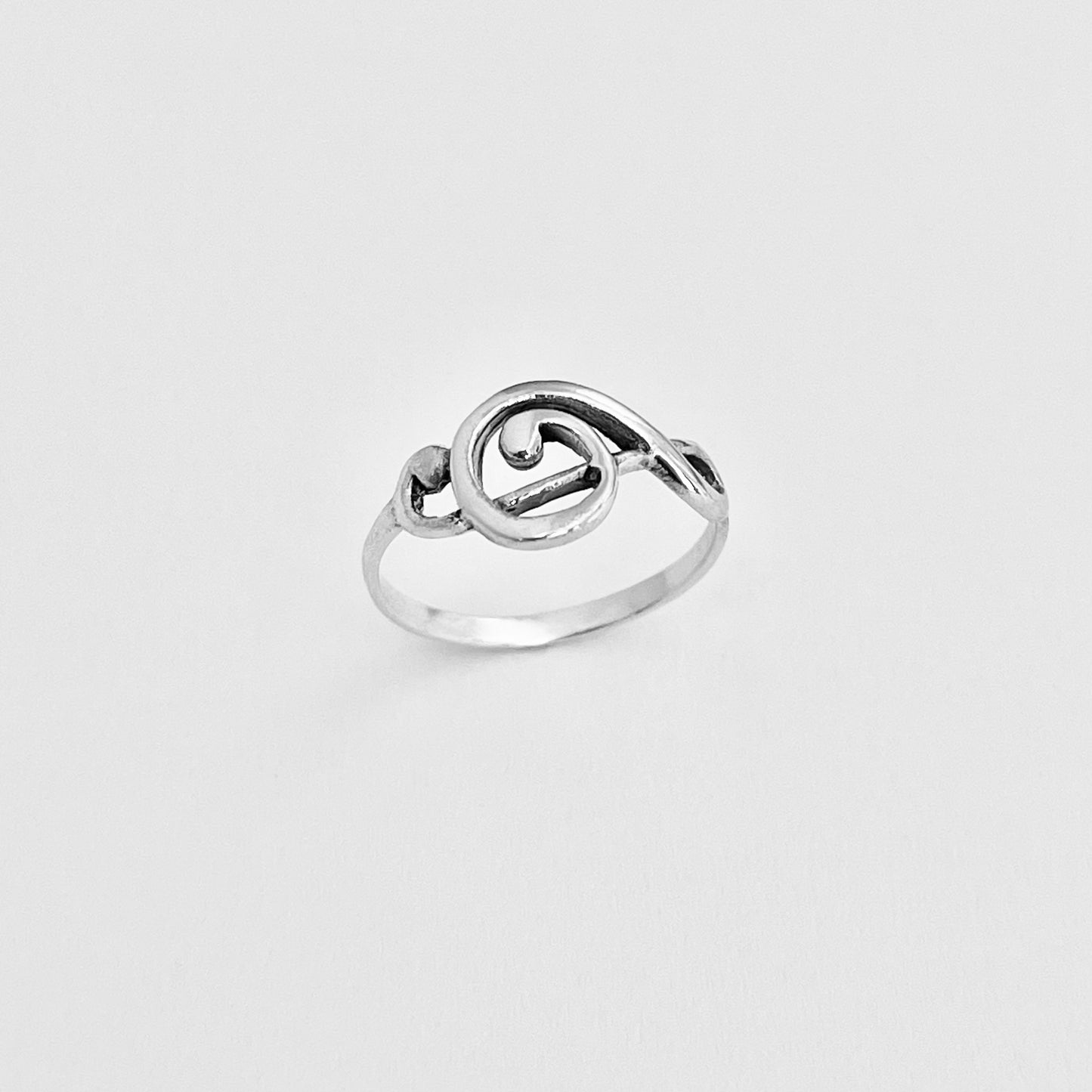 925 Sterling Silver Sideways Treble Clef Note Ring | Music Lover Musician Silver Rings