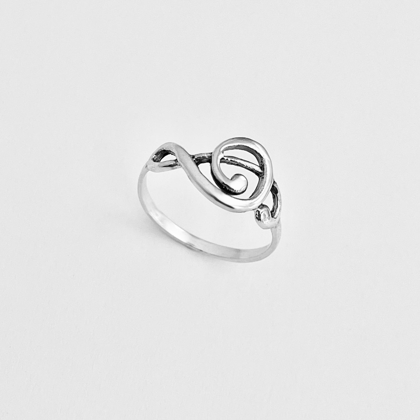925 Sterling Silver Sideways Treble Clef Note Ring | Music Lover Musician Silver Rings
