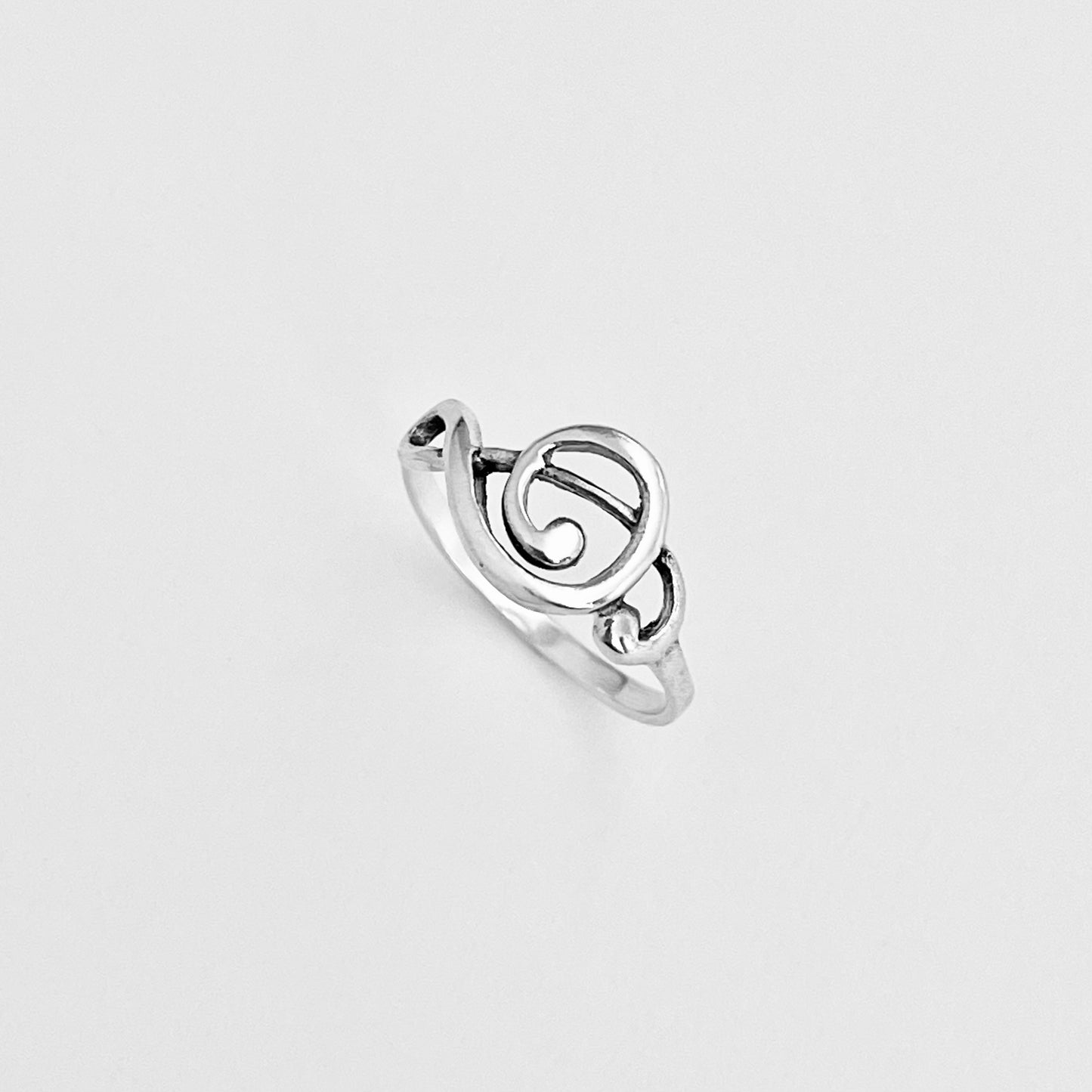 925 Sterling Silver Sideways Treble Clef Note Ring | Music Lover Musician Silver Rings