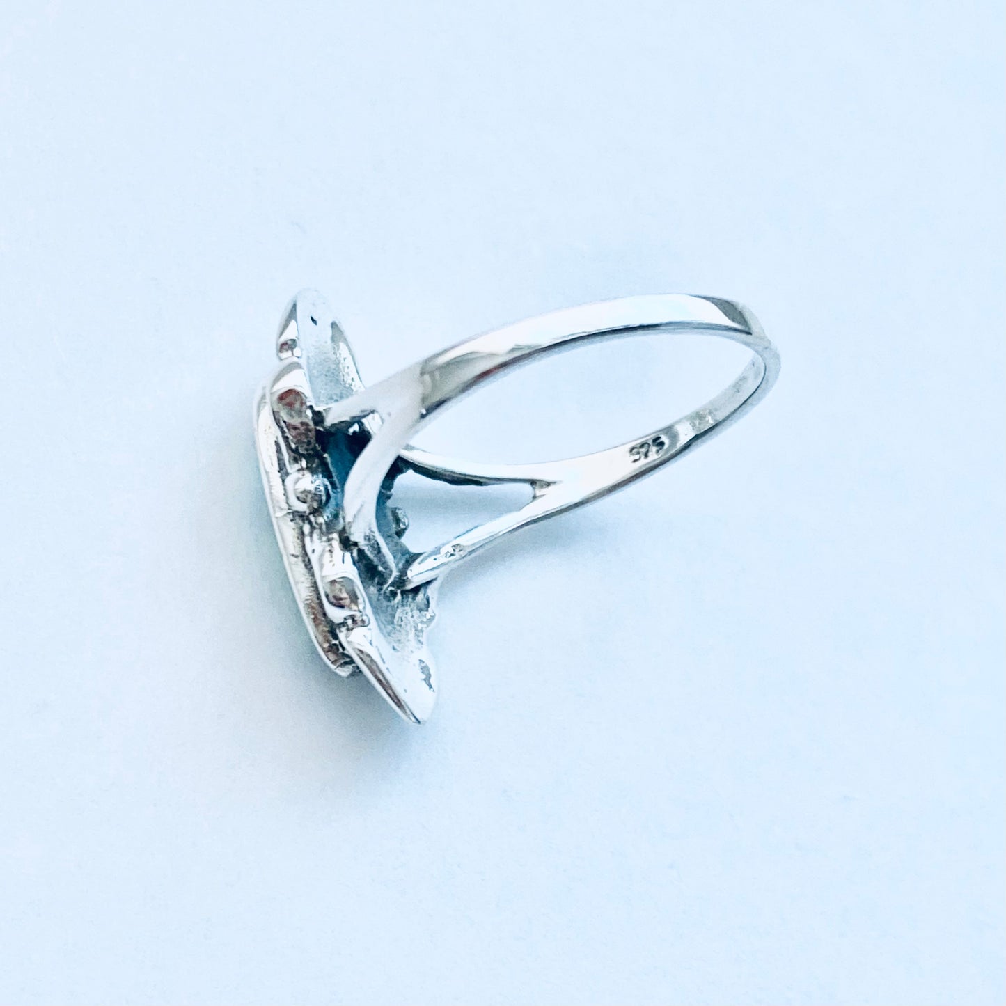 Sterling Silver Delicate Victorian Abalone Ring, Stone Seashell Rings, Ocean Shells