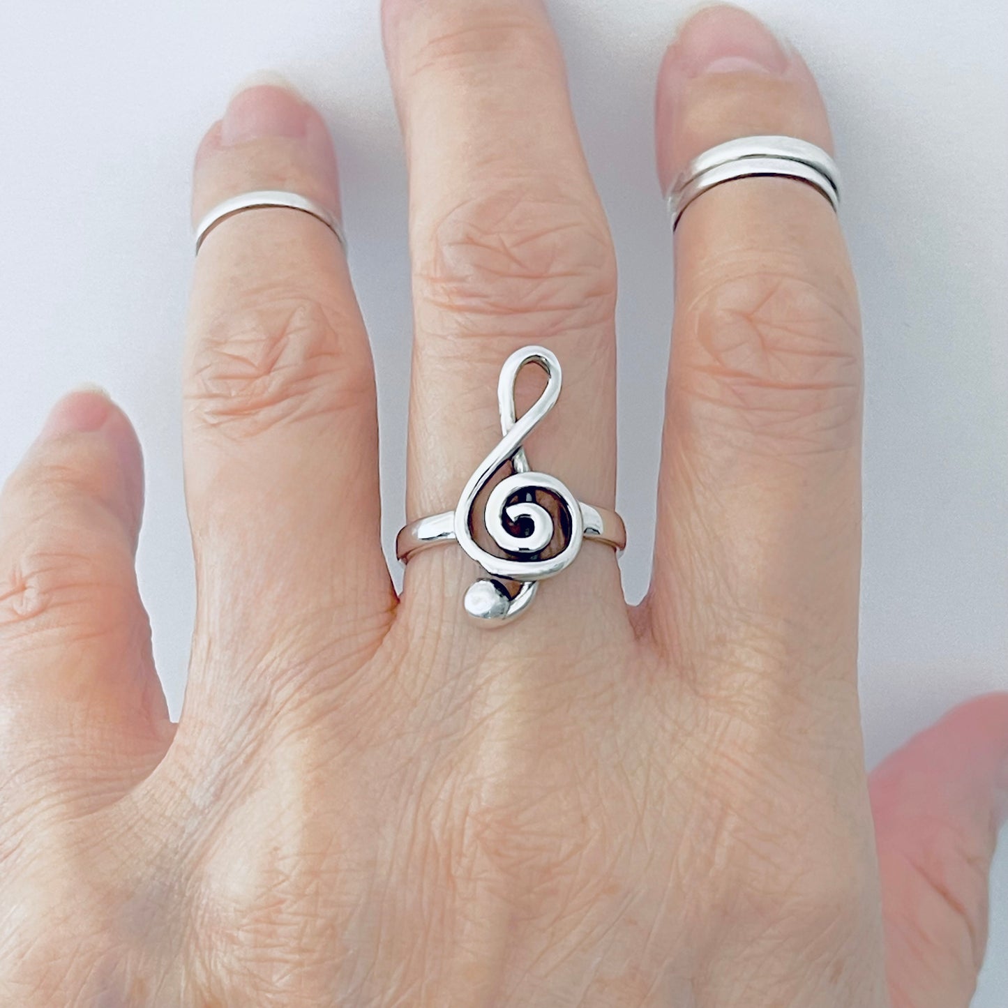 Sterling Silver Large Music Note Ring | Clef Notes, Musicians Jewelry