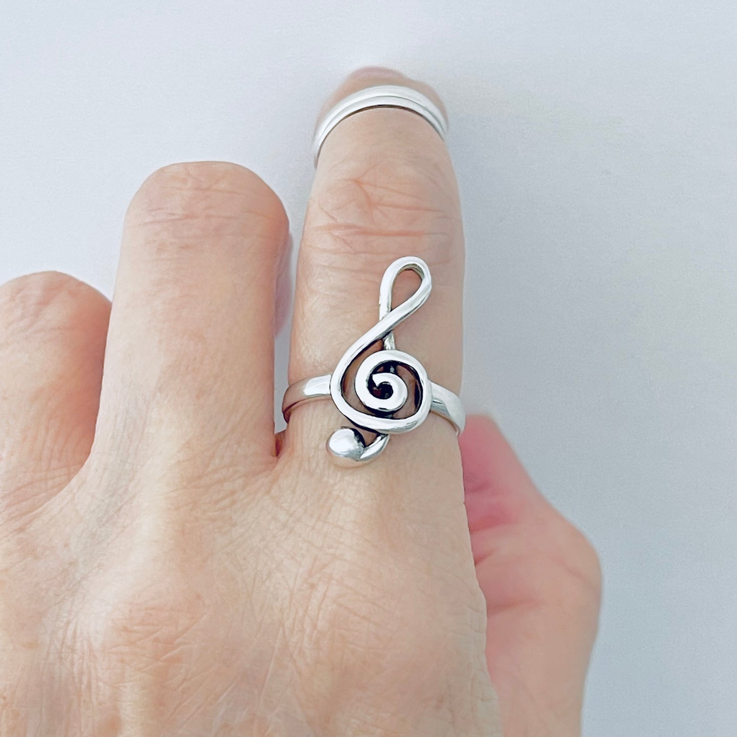Sterling Silver Large Music Note Ring | Clef Notes, Musicians Jewelry