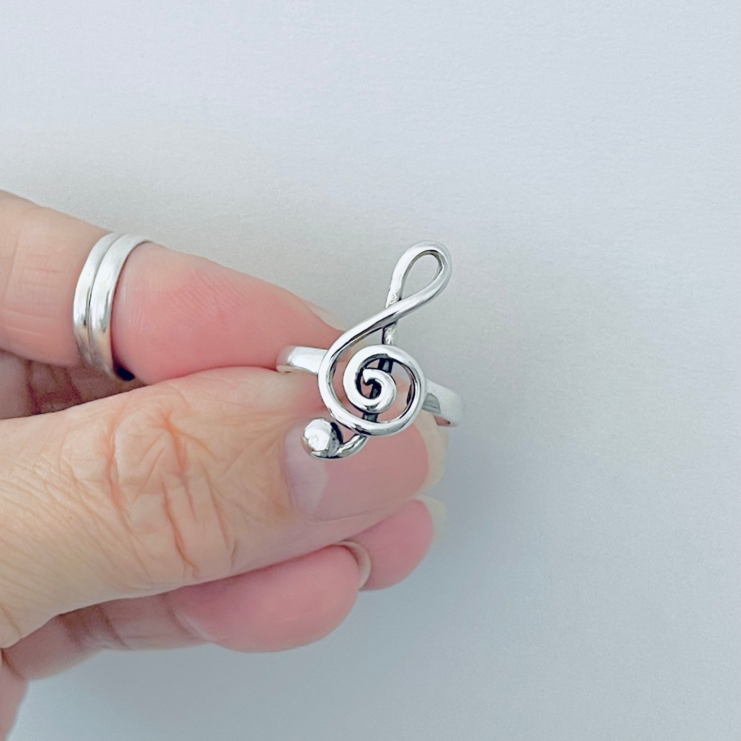 Sterling Silver Large Music Note Ring | Clef Notes, Musicians Jewelry
