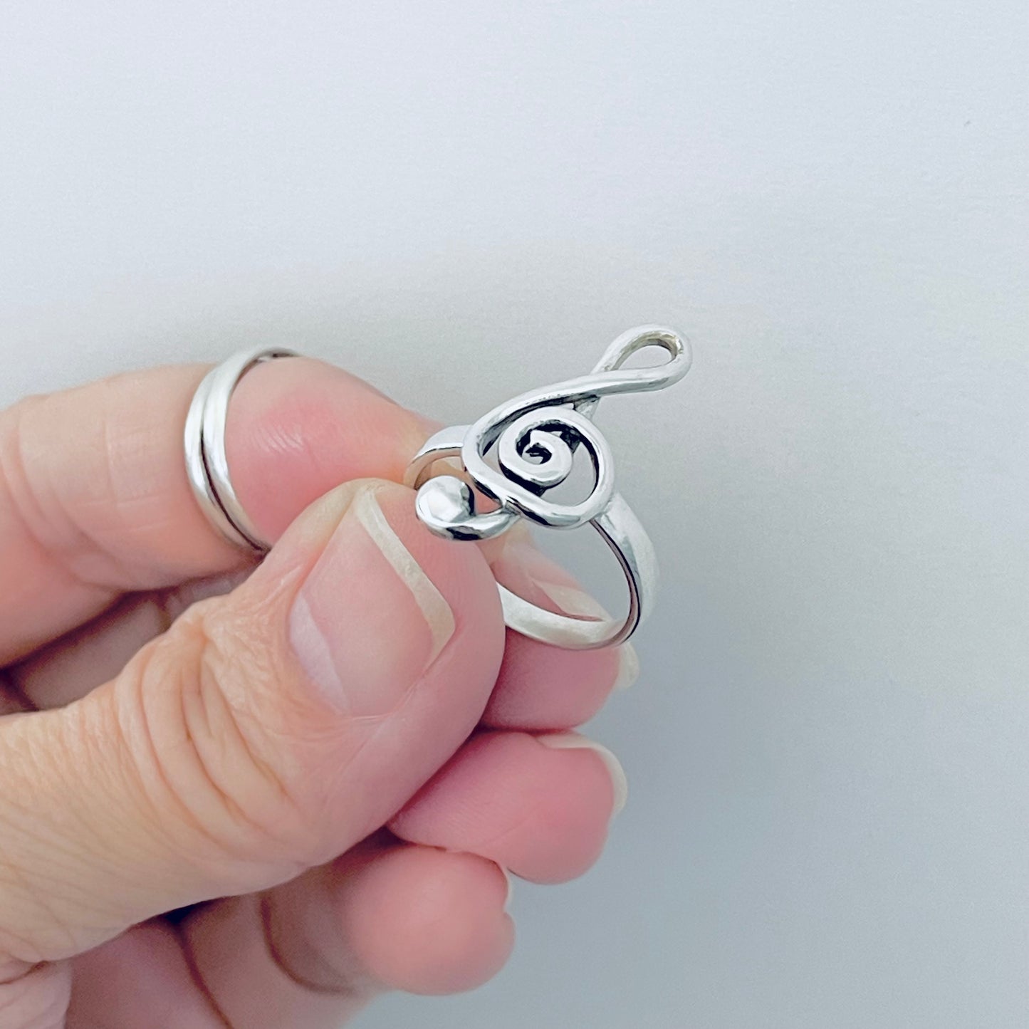Sterling Silver Large Music Note Ring | Clef Notes, Musicians Jewelry