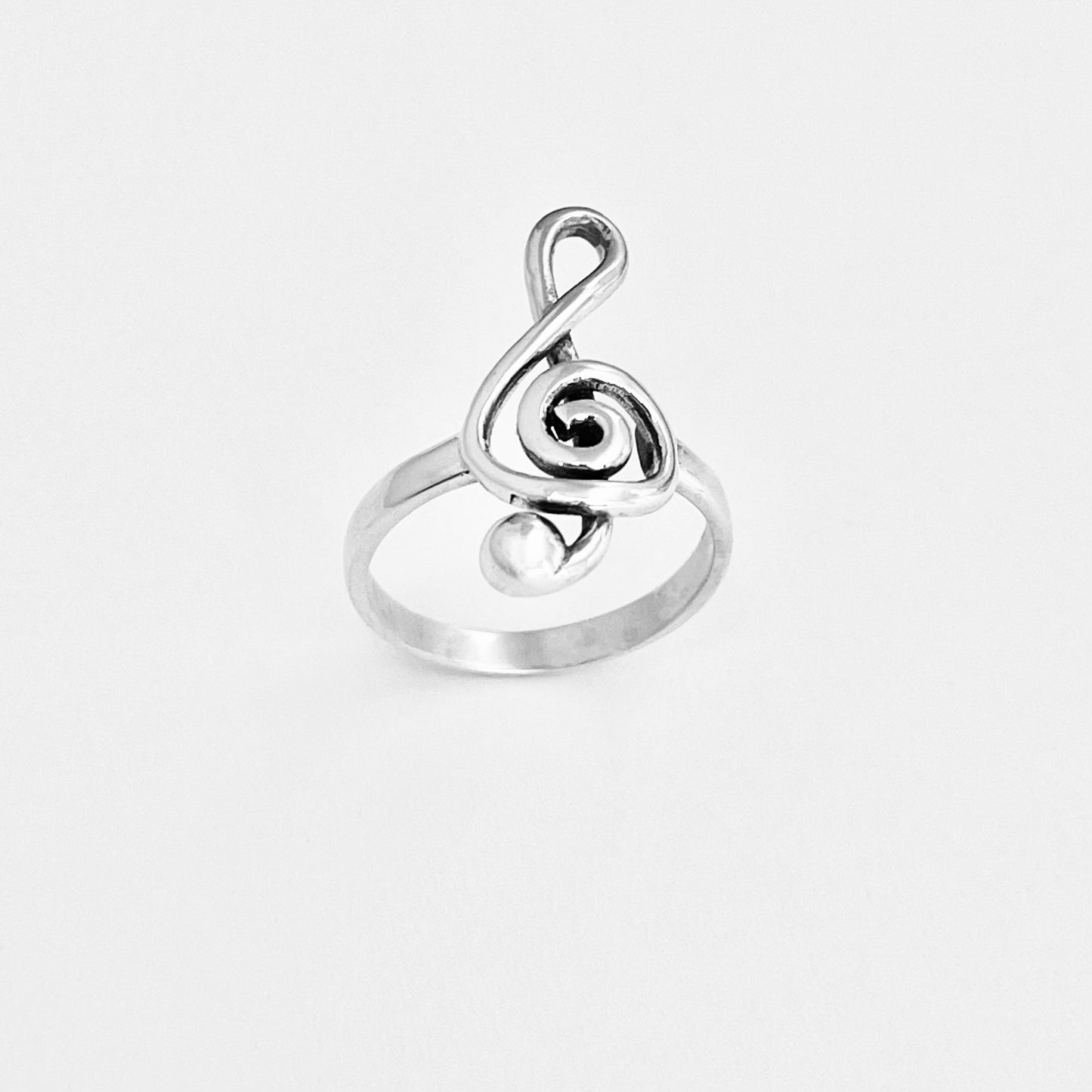 Sterling Silver Large Music Note Ring | Clef Notes, Musicians Jewelry