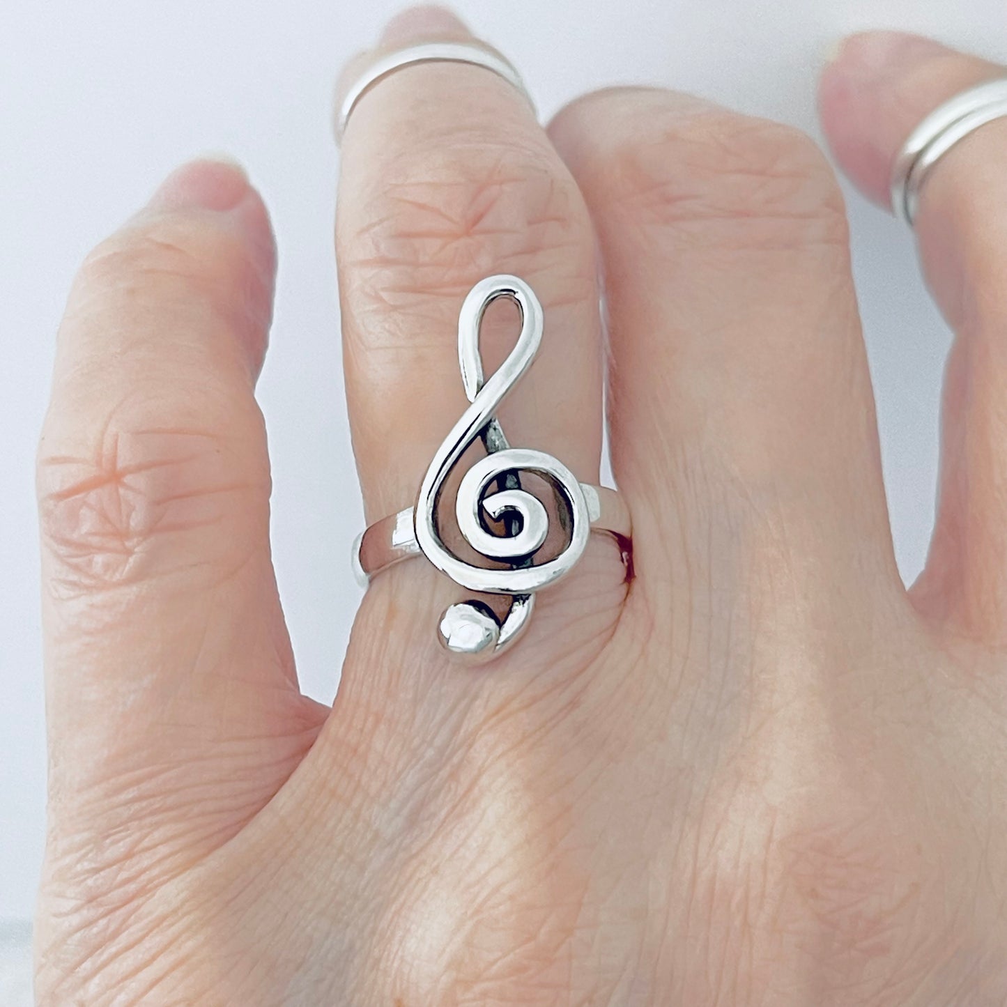 Sterling Silver Large Music Note Ring | Clef Notes, Musicians Jewelry
