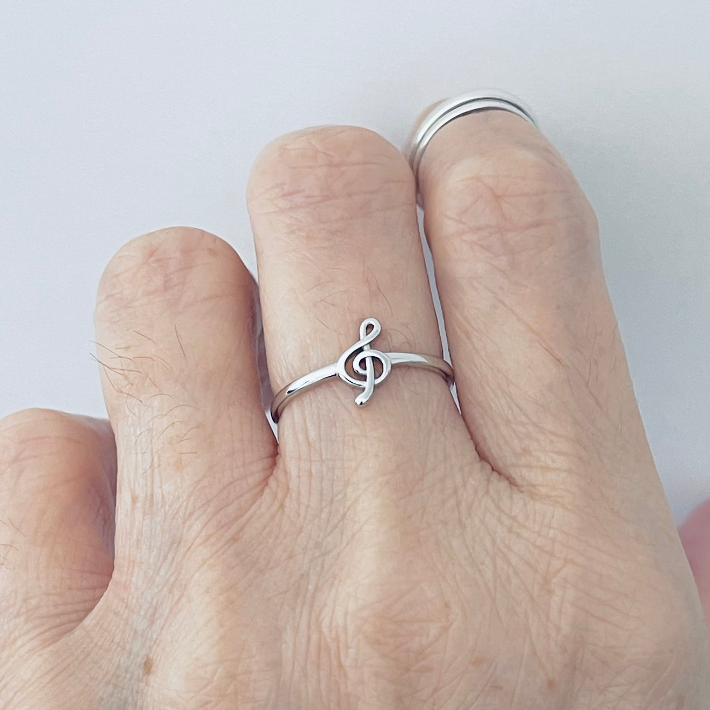 Sterling Silver Little Music Note Ring, Clef Note Ring, Silver Rings, Musicians