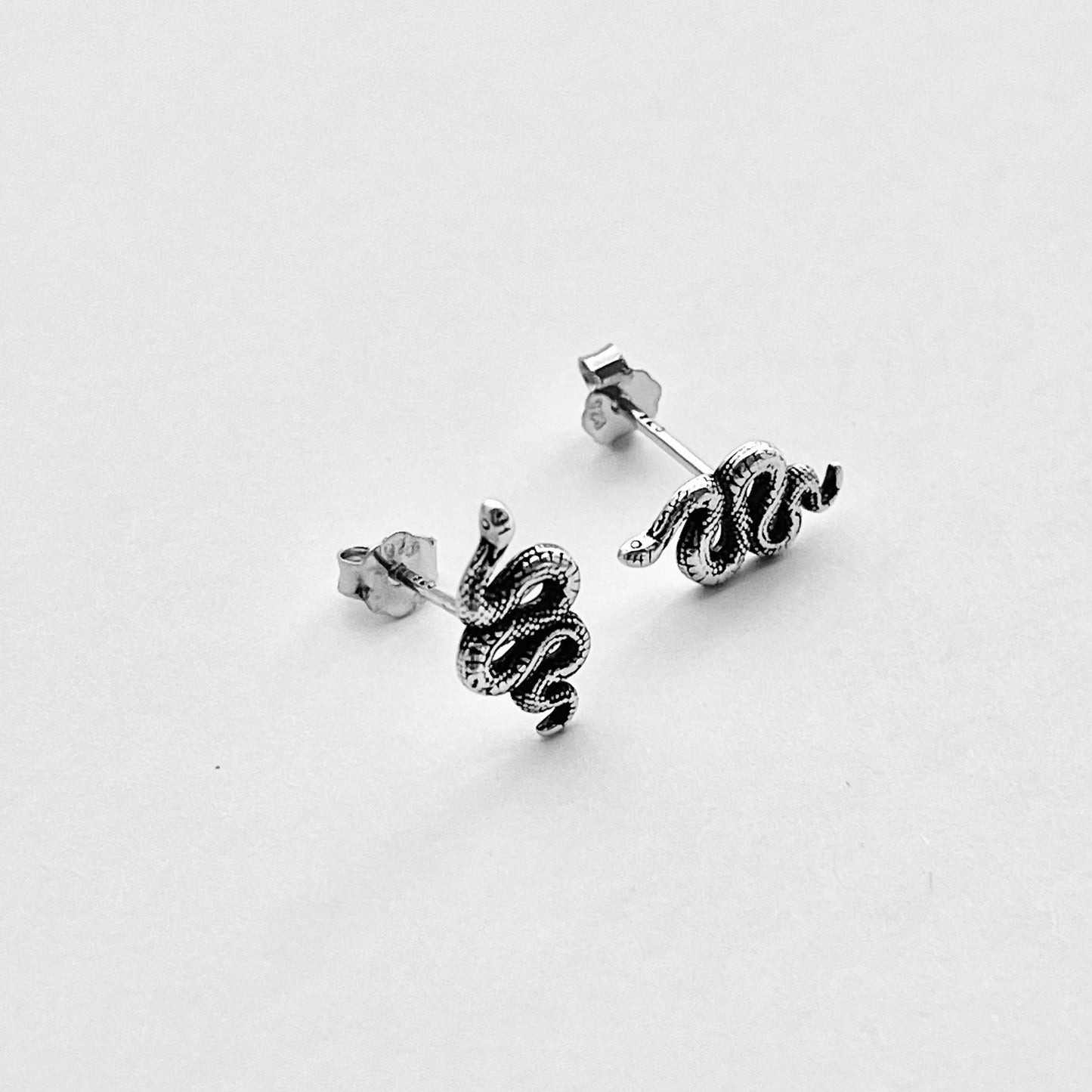 Sterling Silver Snake Stud Earring, Animal Silver Earrings, Reptile Earring