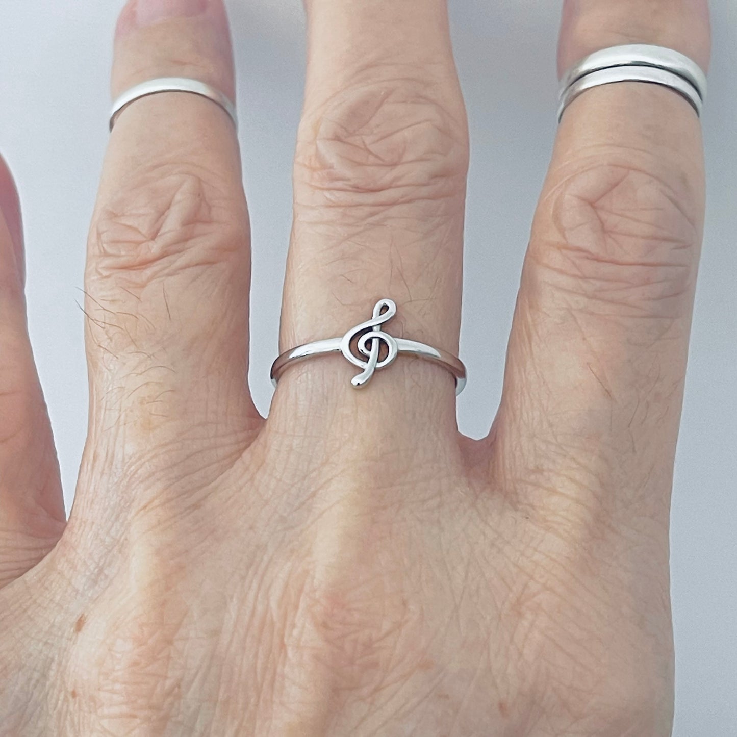 Sterling Silver Little Music Note Ring, Clef Note Ring, Silver Rings, Musicians