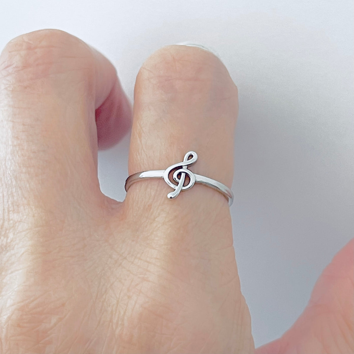 Sterling Silver Little Music Note Ring | Clef Note Minimalist Rings for Musicians