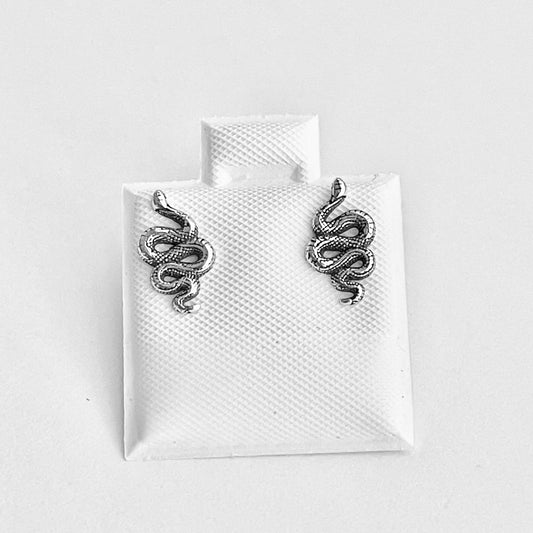 Sterling Silver Snake Stud Earring, Animal Silver Earrings, Reptile Earring