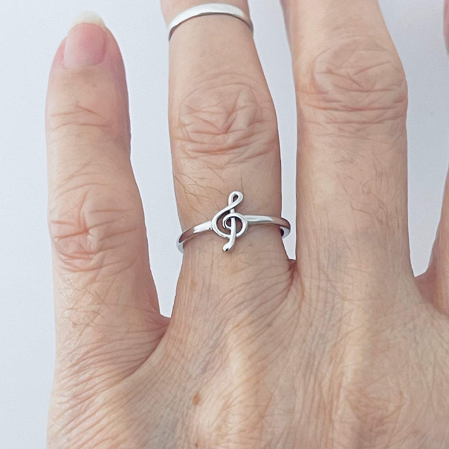 Sterling Silver Little Music Note Ring, Clef Note Ring, Silver Rings, Musicians