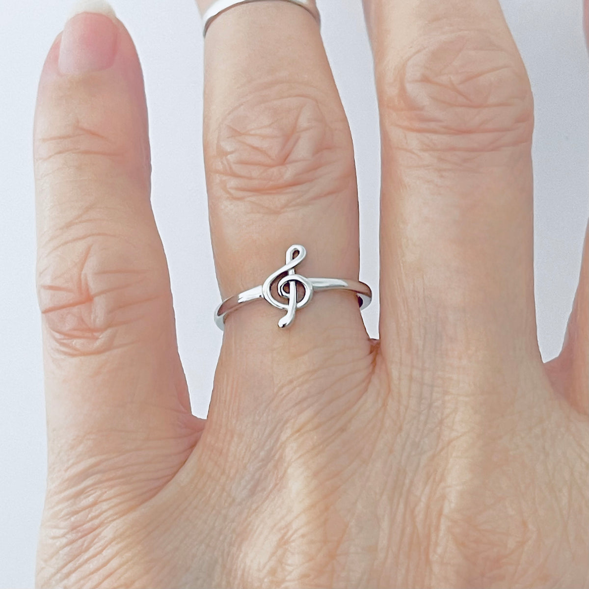 Sterling Silver Little Music Note Ring | Clef Note Minimalist Rings for Musicians