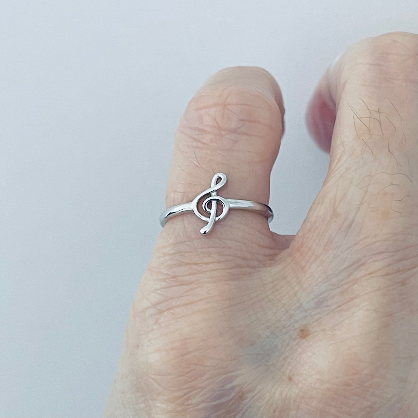 Sterling Silver Little Music Note Ring, Clef Note Ring, Silver Rings, Musicians