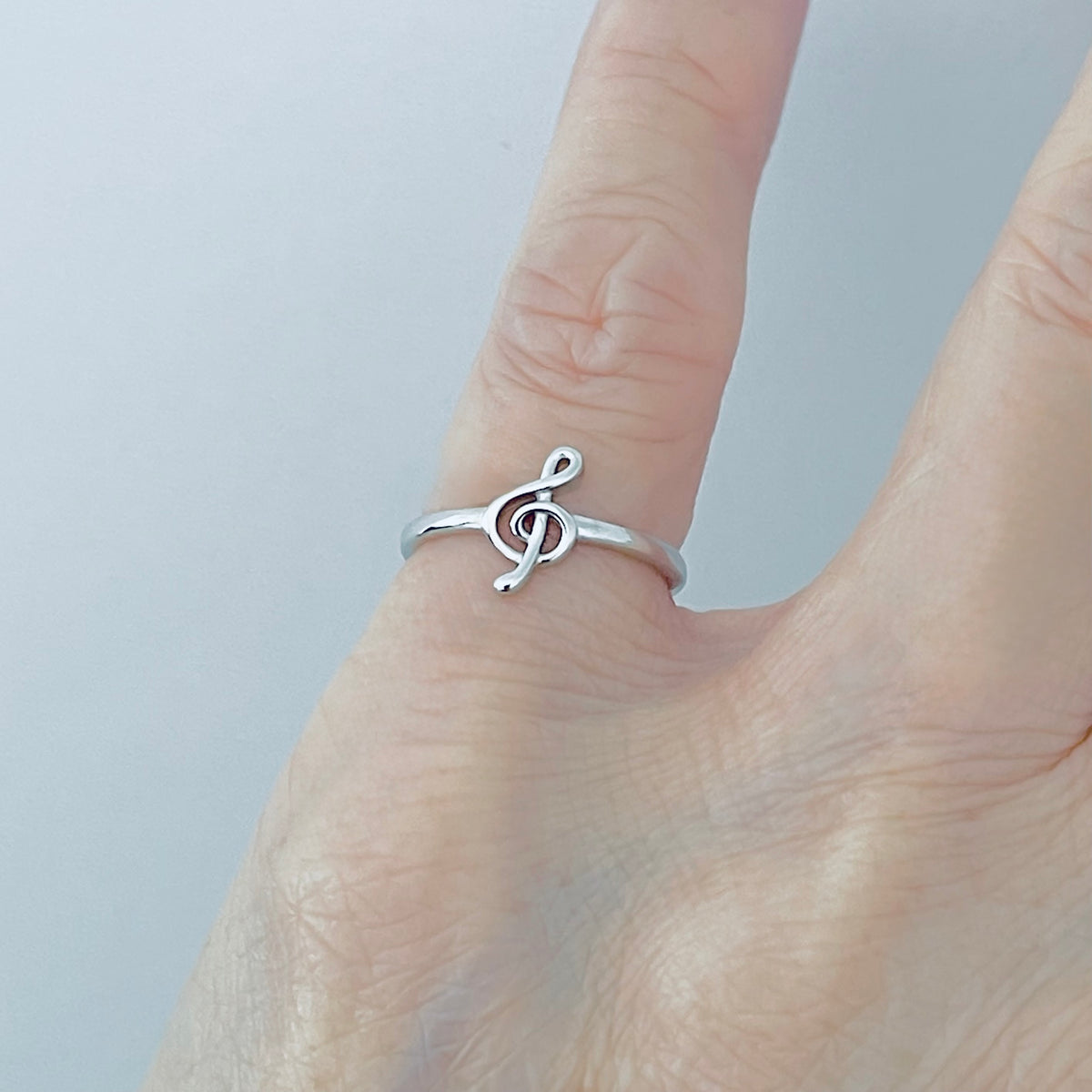 Sterling Silver Little Music Note Ring | Clef Note Minimalist Rings for Musicians