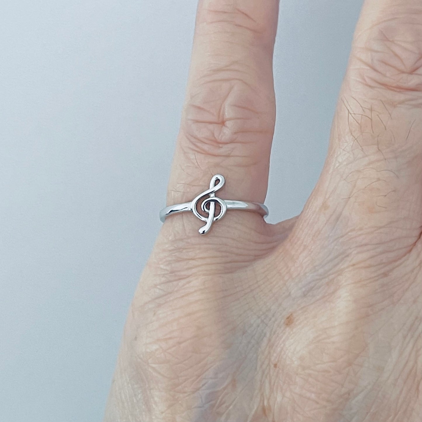 Sterling Silver Little Music Note Ring, Clef Note Ring, Silver Rings, Musicians