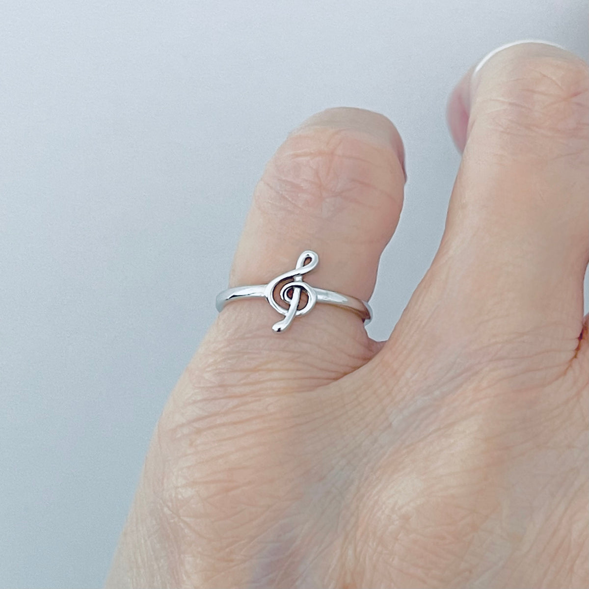 Sterling Silver Little Music Note Ring | Clef Note Minimalist Rings for Musicians