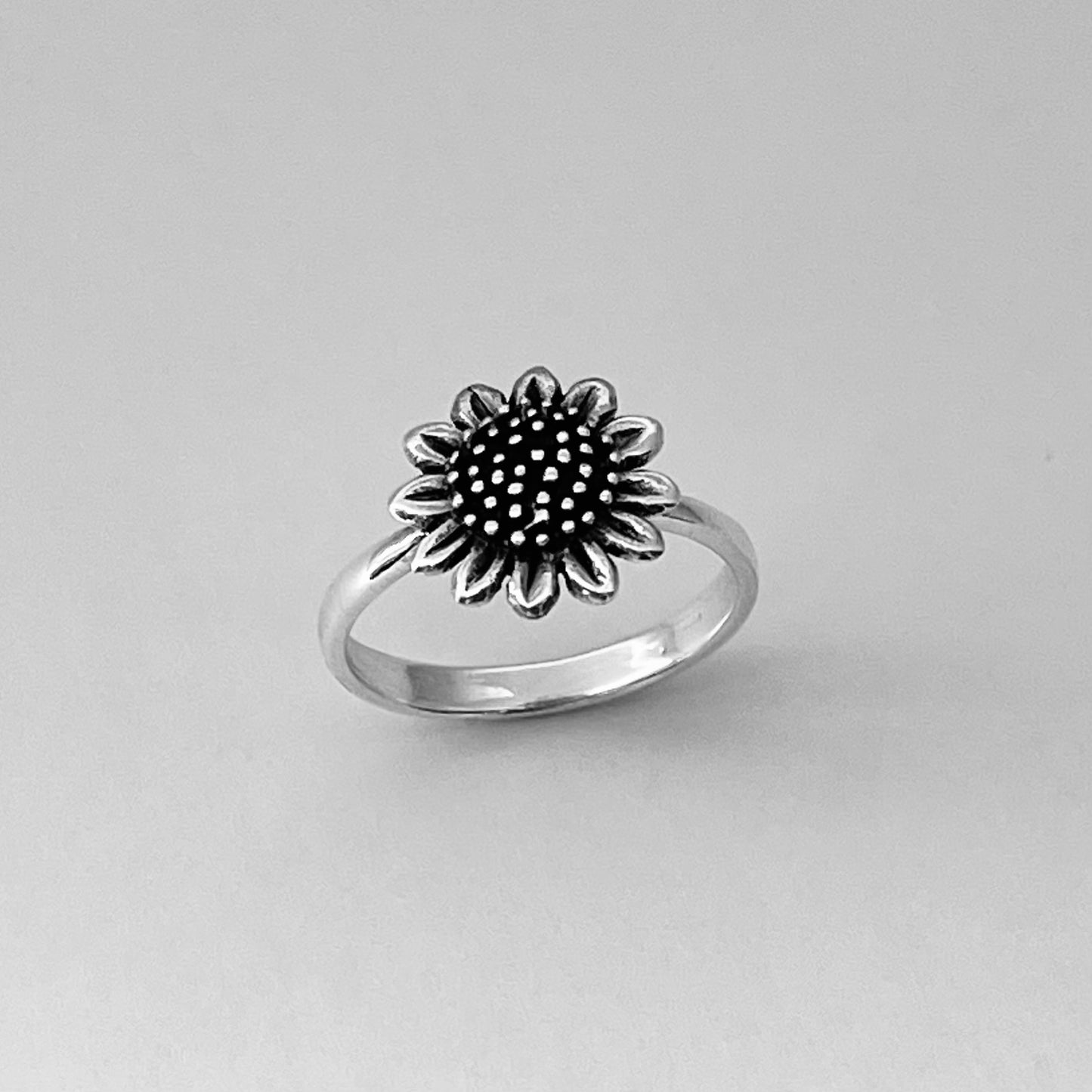 Sterling Silver Large Sunflower Ring, Flower Silver Rings