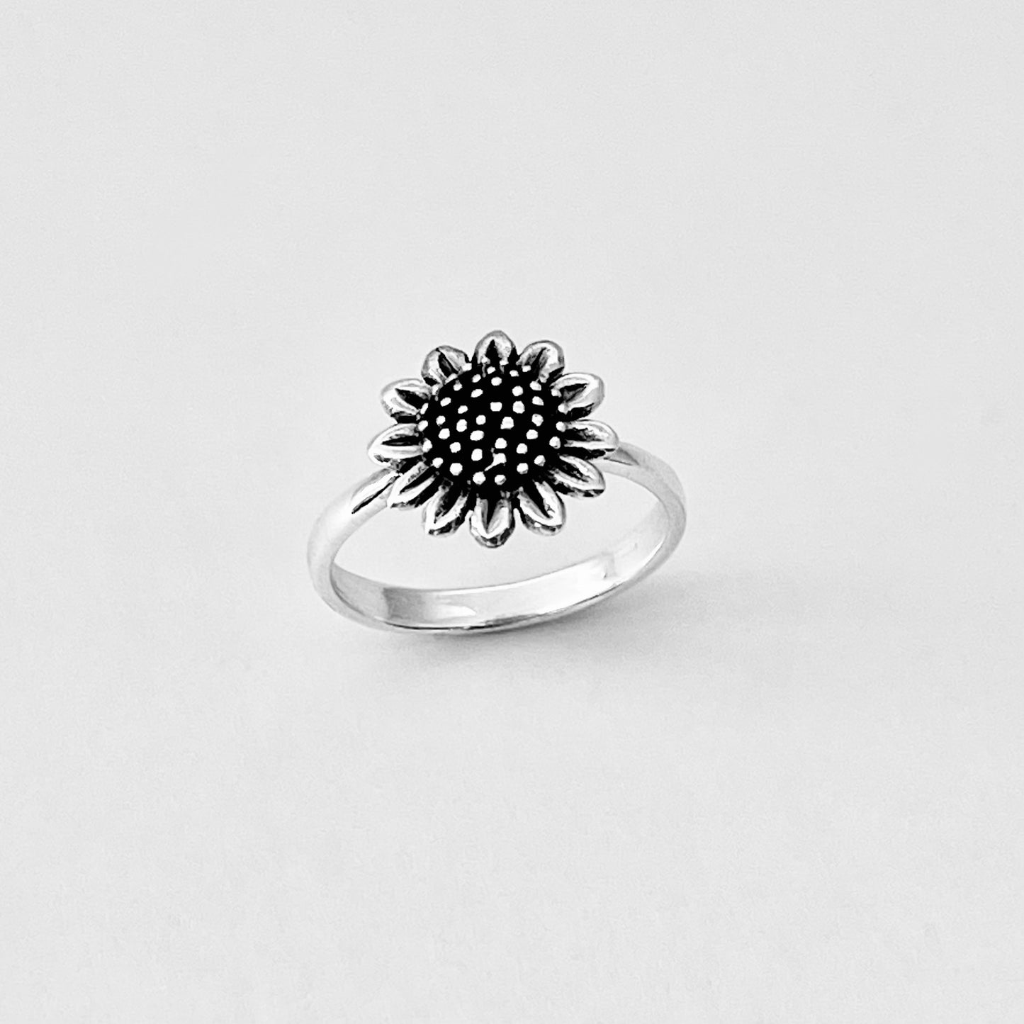 Sterling Silver Statement Sunflower Ring, Happy Flower Jewelry, Sunshine Rings