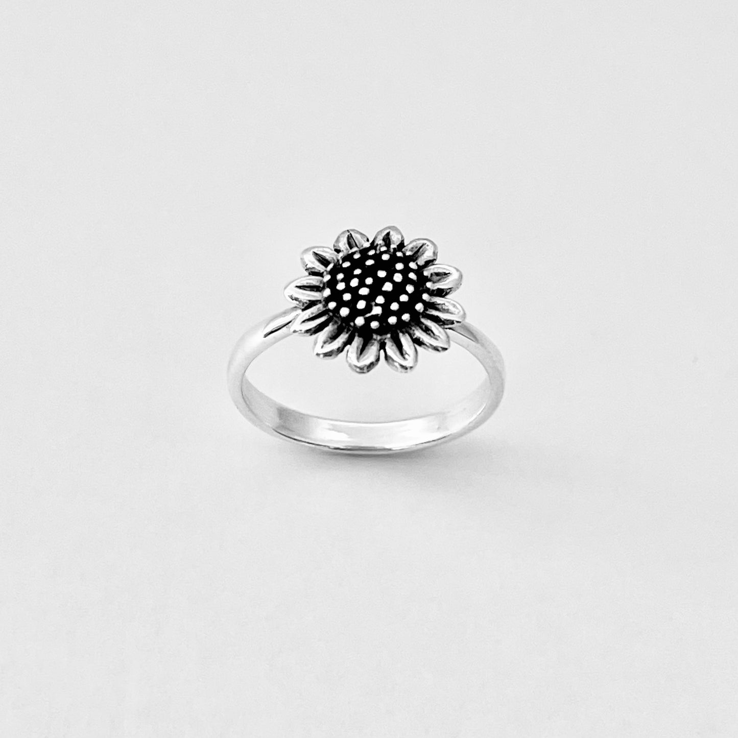 Sterling Silver Statement Sunflower Ring, Happy Flower Jewelry, Sunshine Rings