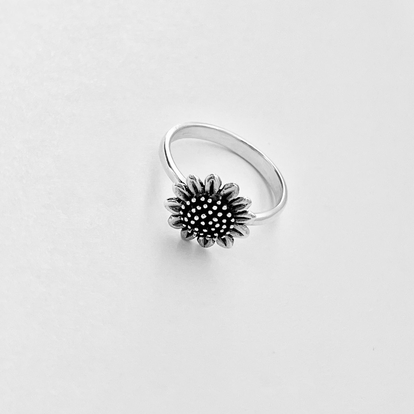 Sterling Silver Statement Sunflower Ring, Happy Flower Jewelry, Sunshine Rings