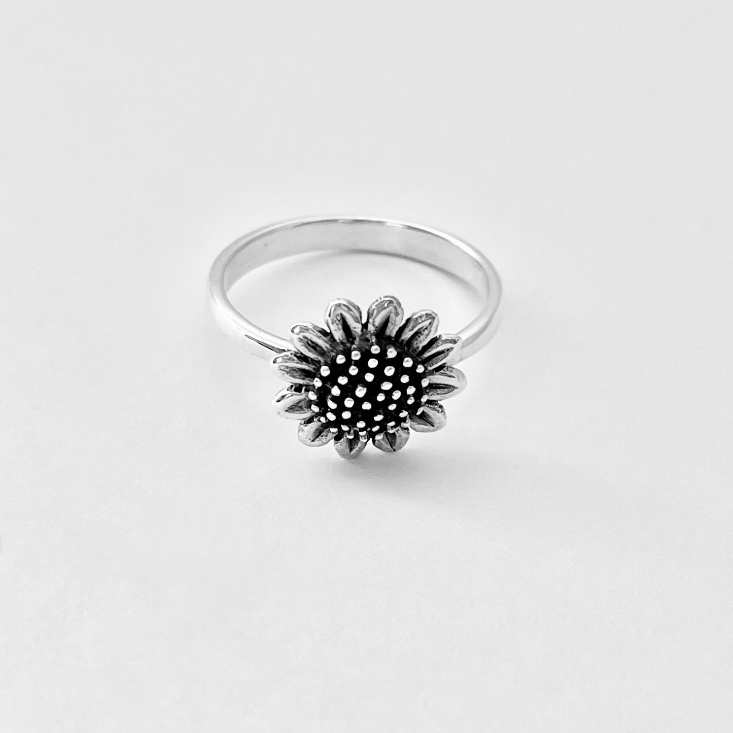 Sterling Silver Statement Sunflower Ring, Happy Flower Jewelry, Sunshine Rings