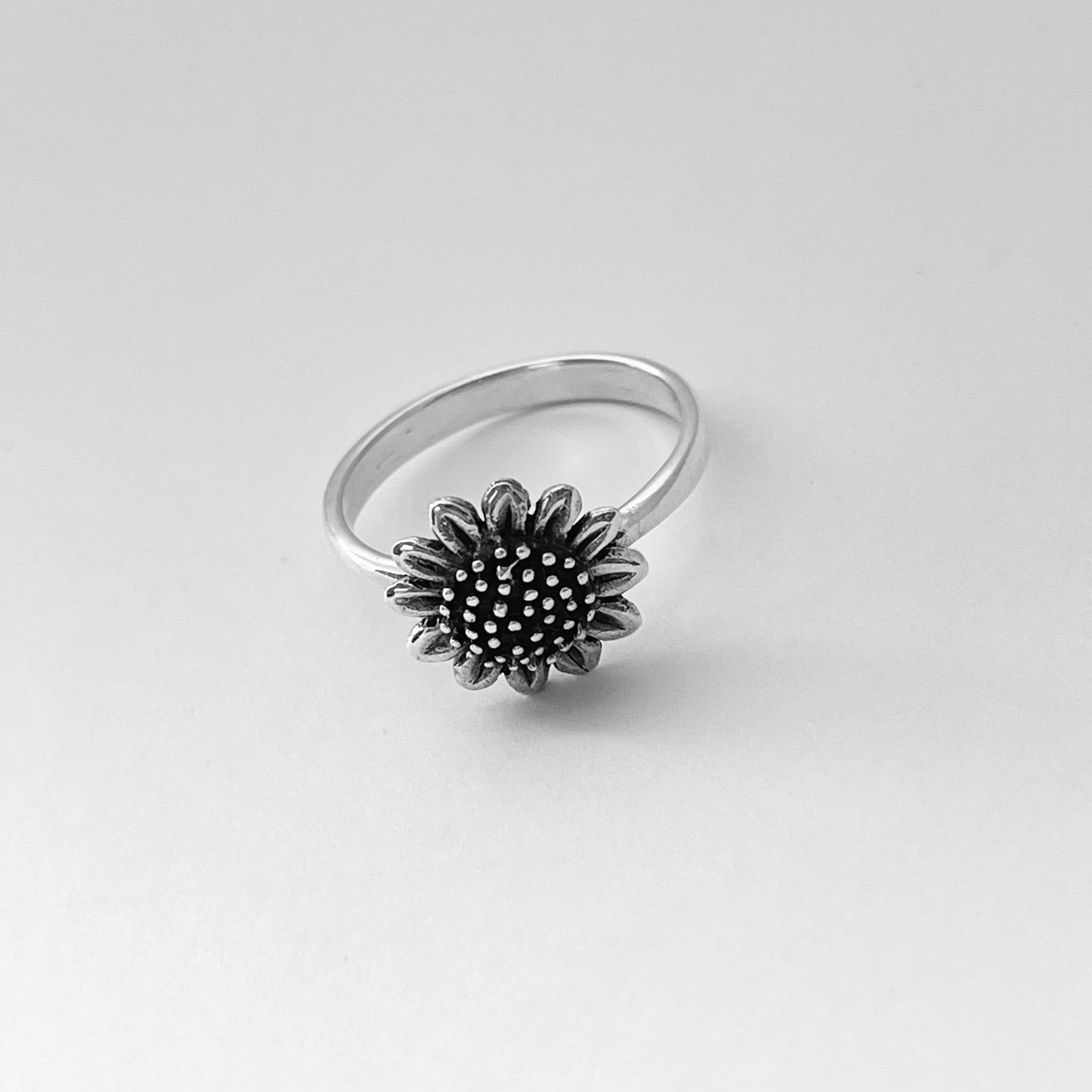 Sterling Silver Large Sunflower Ring, Flower Silver Rings