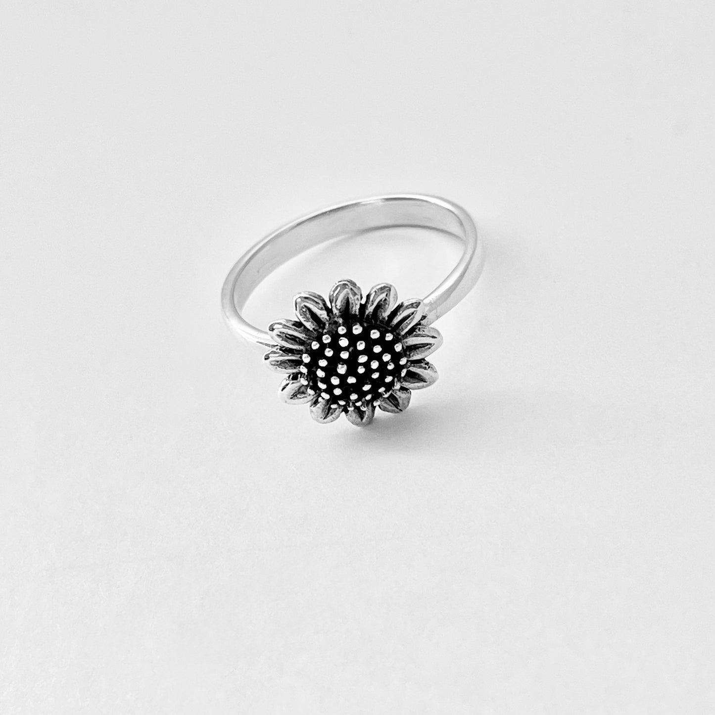 Sterling Silver Statement Sunflower Ring, Happy Flower Jewelry, Sunshine Rings
