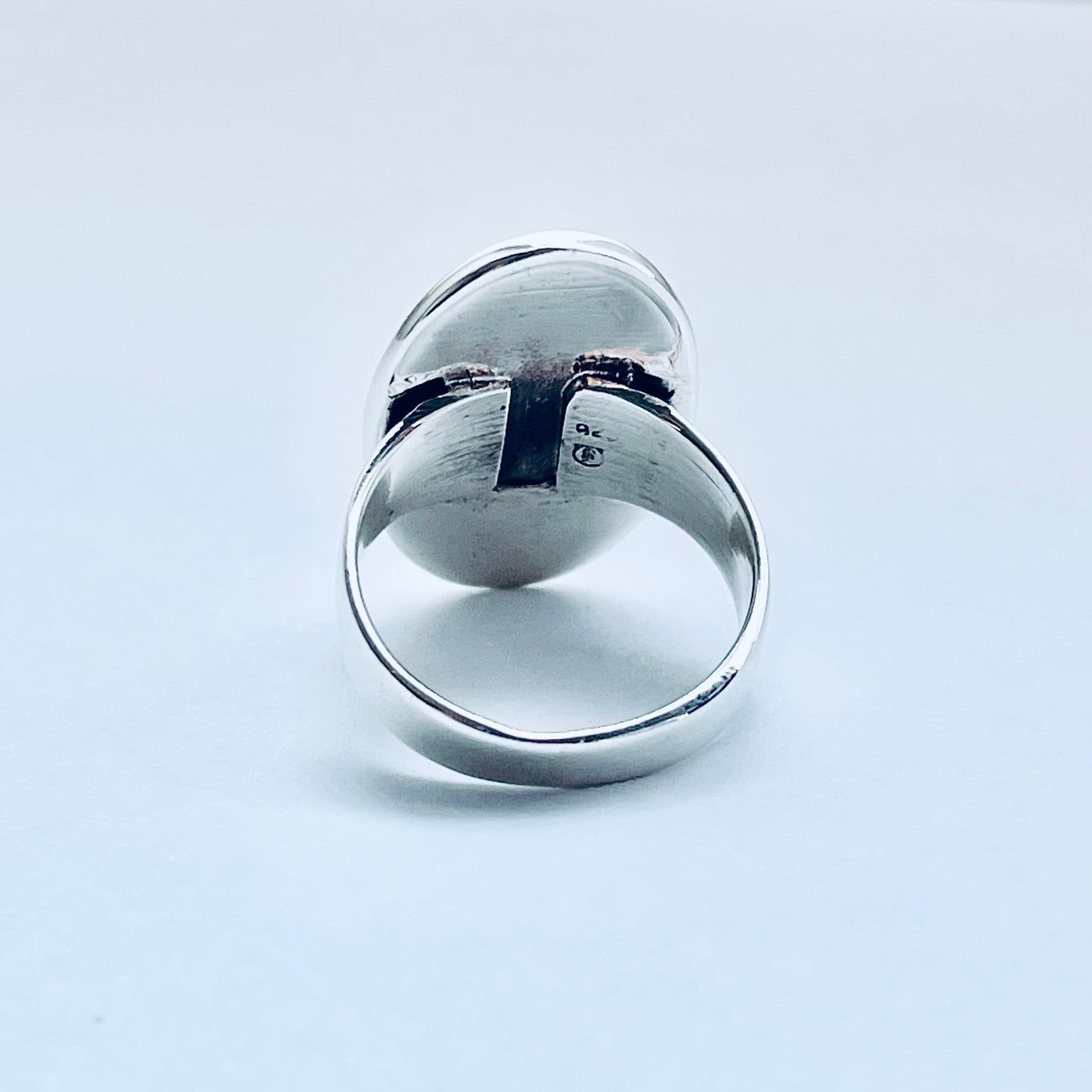 Sterling Silver Statement Oval Genuine Turquoise Ring | Boho Stone Silver Ring