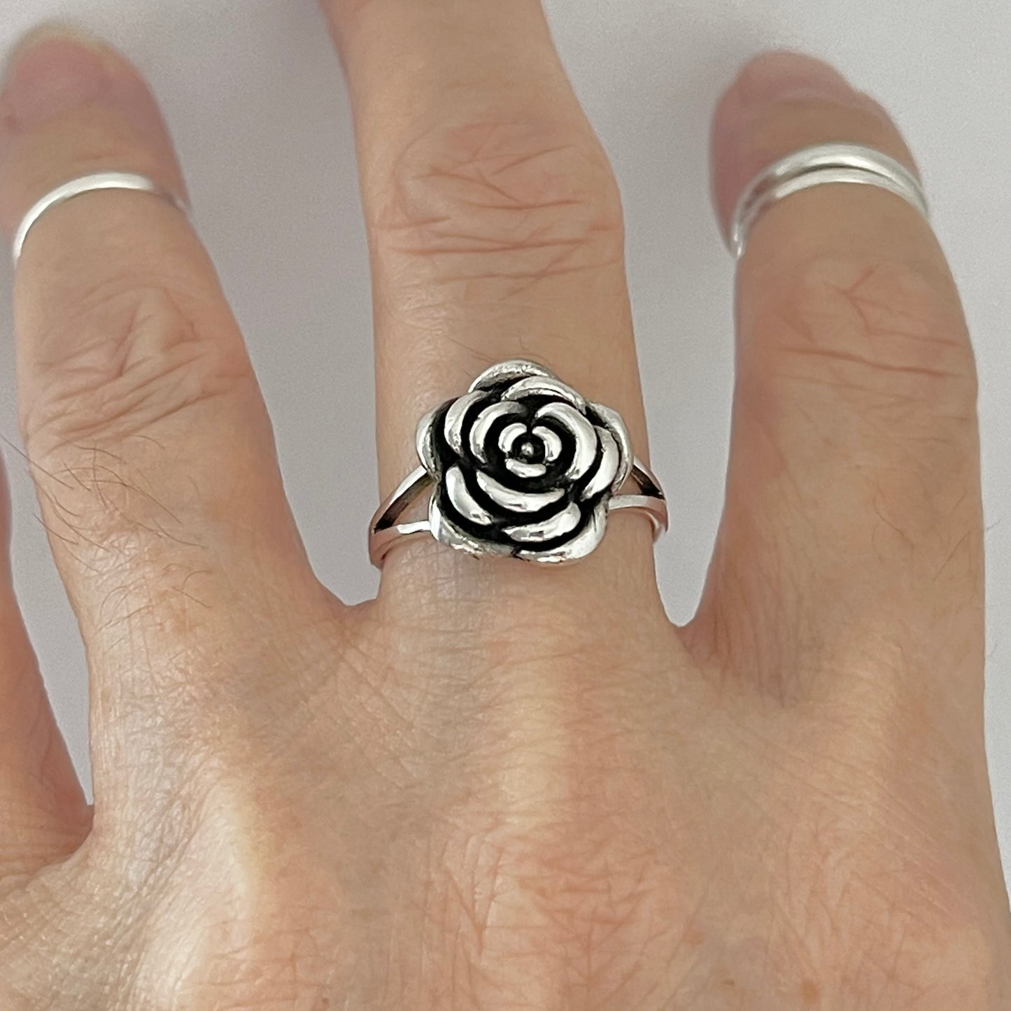 Sterling Silver Simple Rose Ring, Flower Ring, Silver Rings, Love Roses