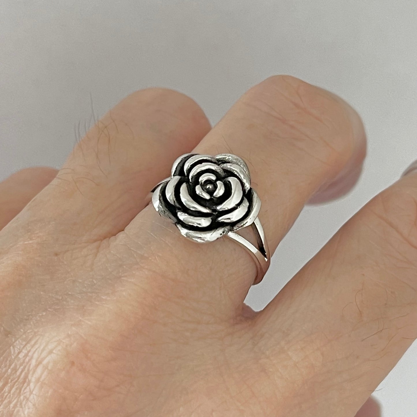 Sterling Silver Simple Rose Ring, Flower Ring, Silver Rings, Love Roses