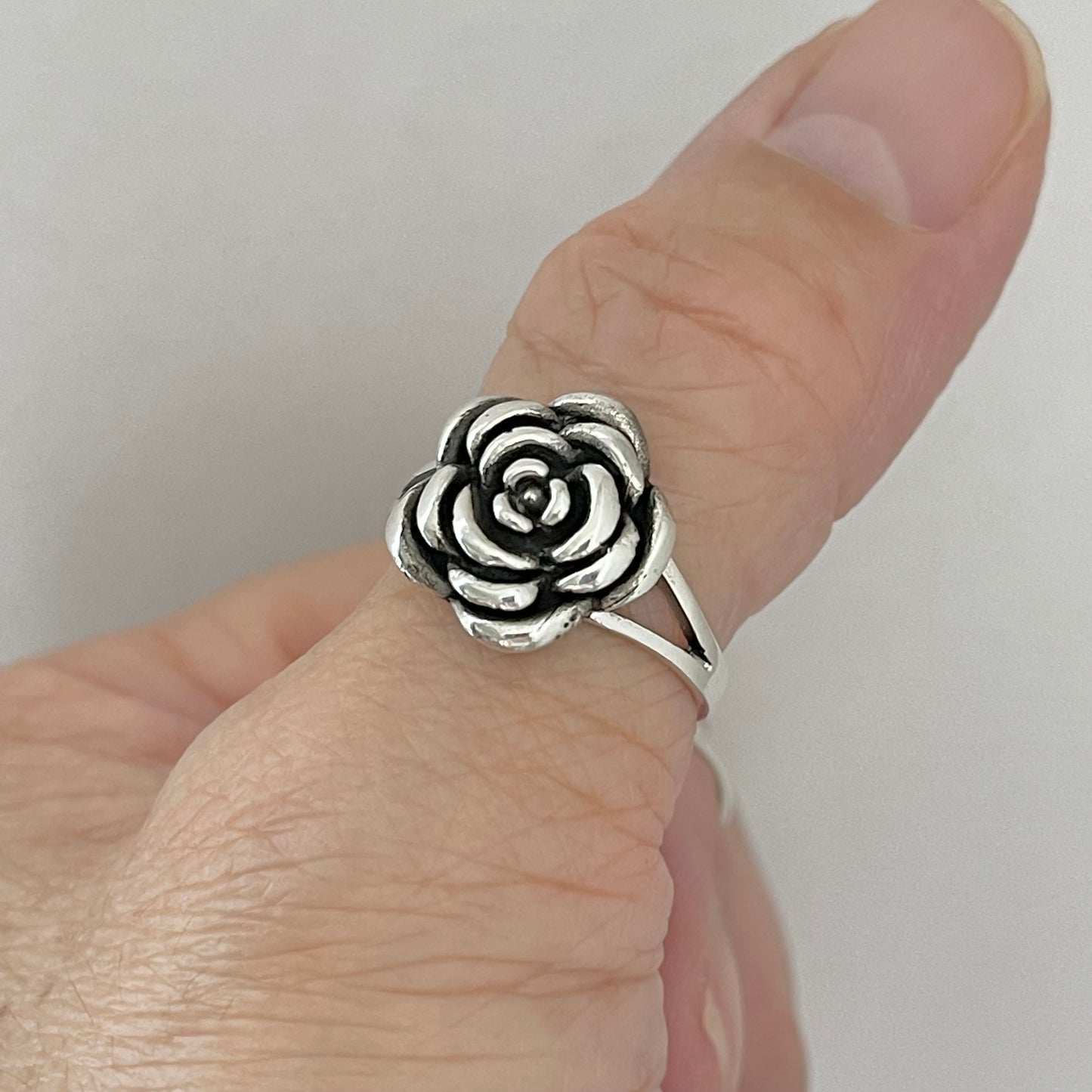 Sterling Silver Simple Rose Ring, Flower Ring, Silver Rings, Love Roses