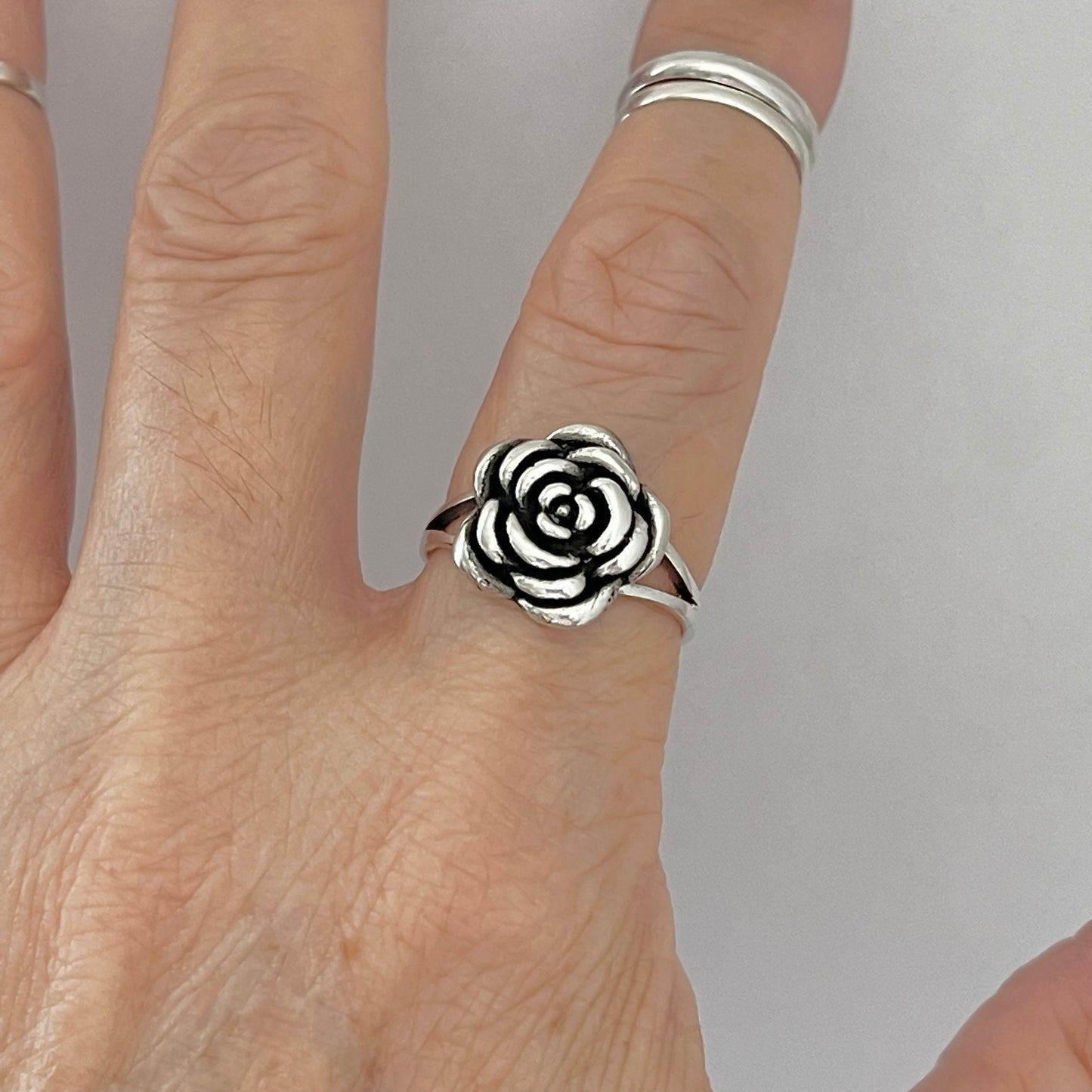 Sterling Silver Simple Rose Ring, Flower Ring, Silver Rings, Love Roses