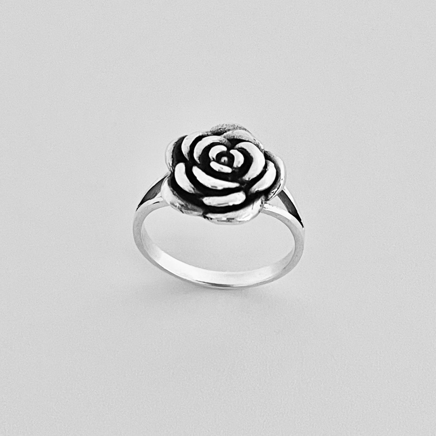 Sterling Silver Simple Rose Ring, Flower Ring, Silver Rings, Love Roses