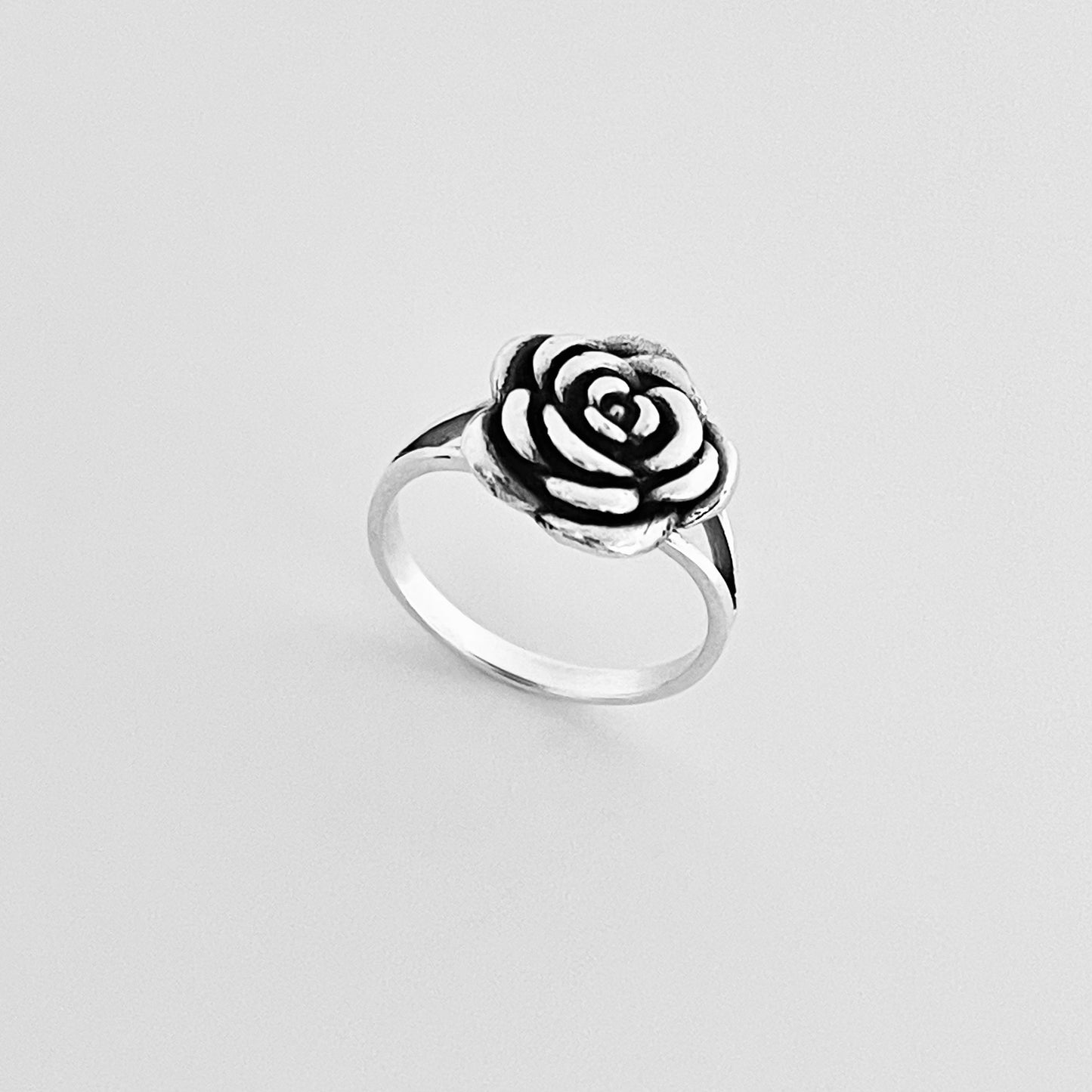 Sterling Silver Simple Rose Ring, Flower Ring, Silver Rings, Love Roses