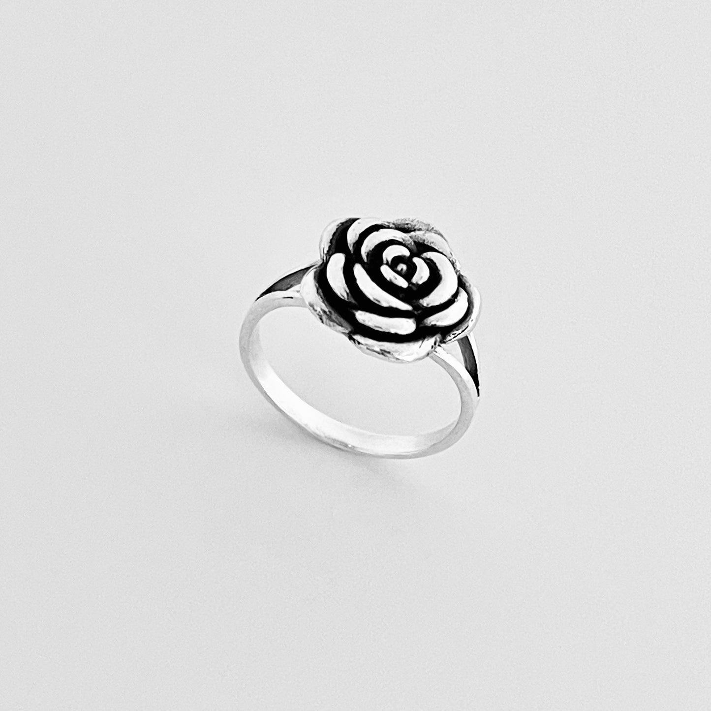 Sterling Silver Simple Statement Rose Ring – Floral Love Silver Rings