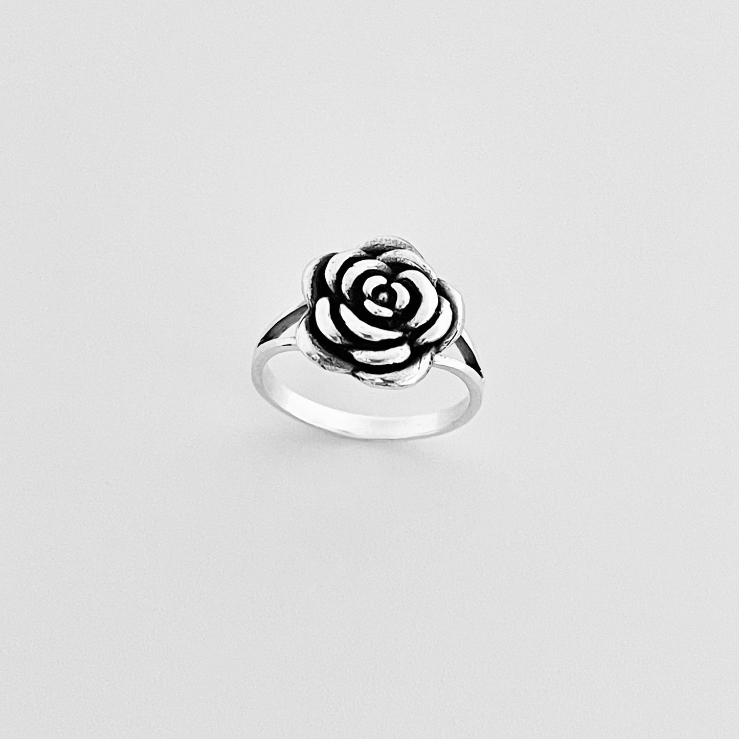 Sterling Silver Simple Statement Rose Ring – Floral Love Silver Rings